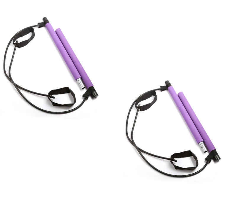 Yoga resistance bands with handles for strength training, flexibility, and rehabilitation exercises.
