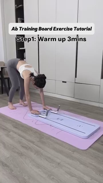 Person demonstrating ab exercises on a training board, preparing for the workout in a modern home setting.